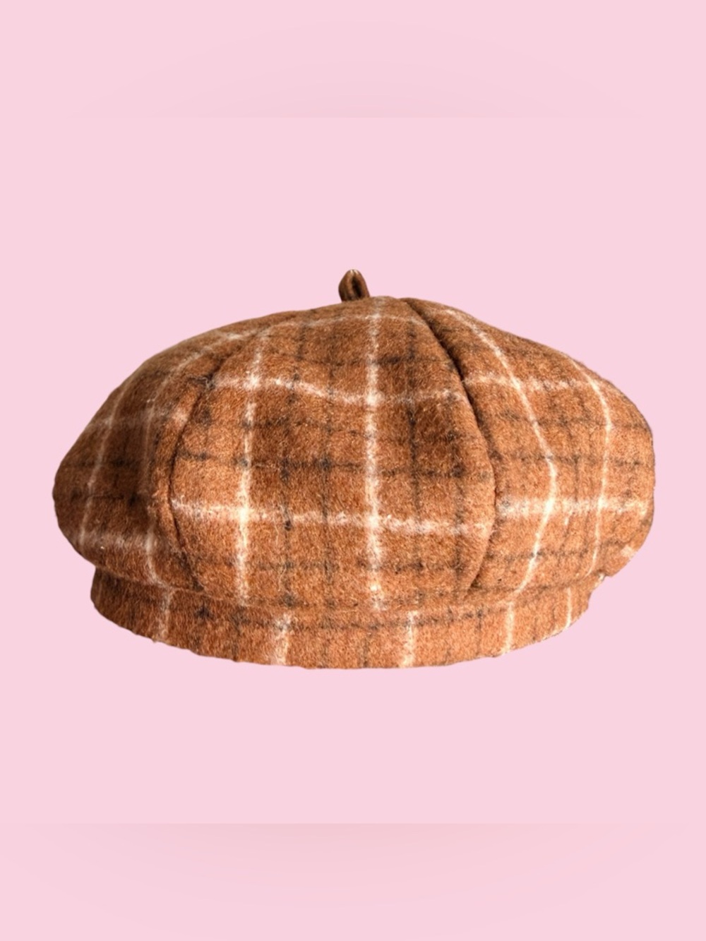 Brown plaid beret